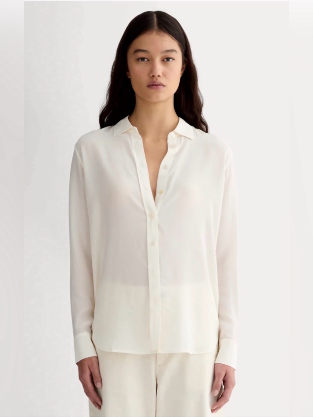New Everlane The Must-Have Shirt In Washable Silk Off-White Size 00